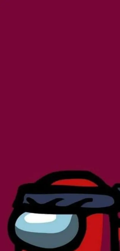 Minimalist red game character on burgundy background.