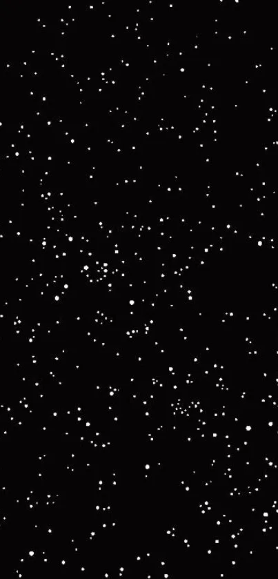 Minimalist starry night wallpaper with black background and white stars.