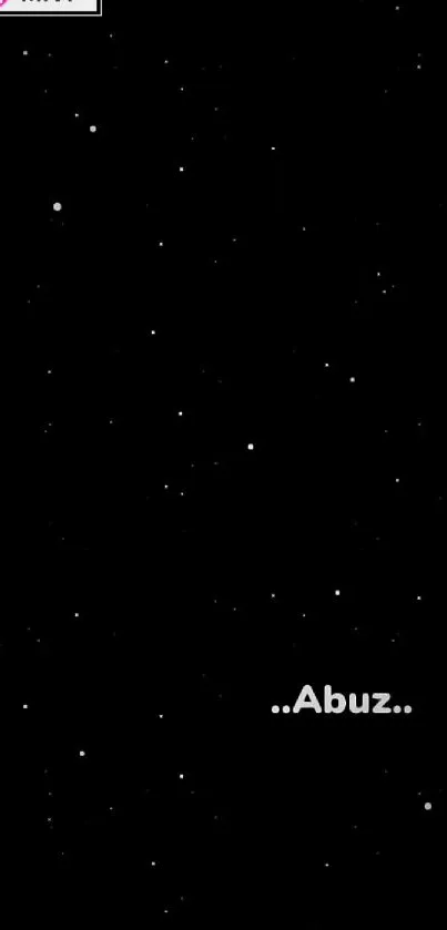 Mobile wallpaper with a black background and minimalist starry design.