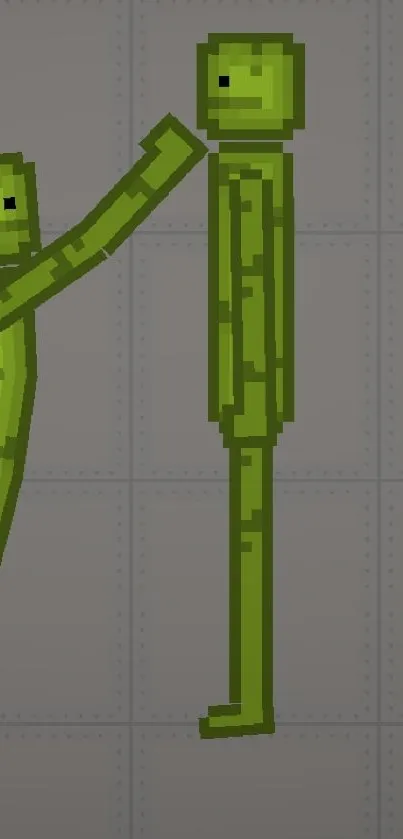 Green stick figures in a grid background wallpaper, interactive and playful design.