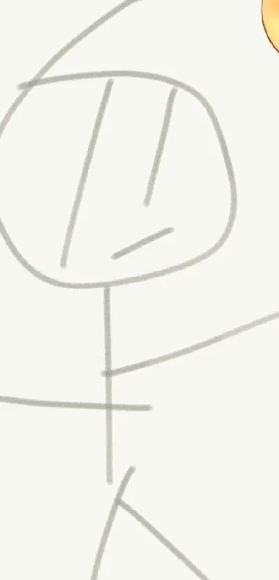 Minimalist stick figure with emoji on light beige background; mobile wallpaper.