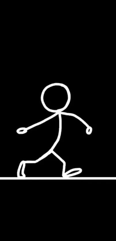 Minimalist stick figure art on black background for mobile wallpaper.