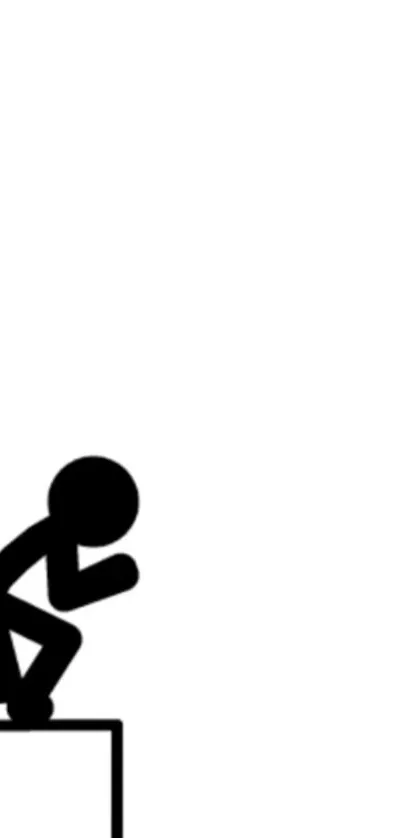 Minimalist black stick figure on white background.