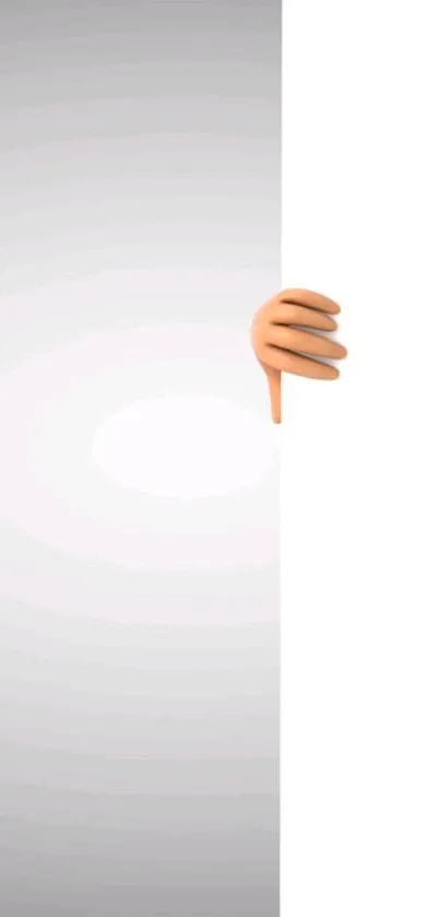 3D thumbs down minimalistic wallpaper with a peach tone on a white background.