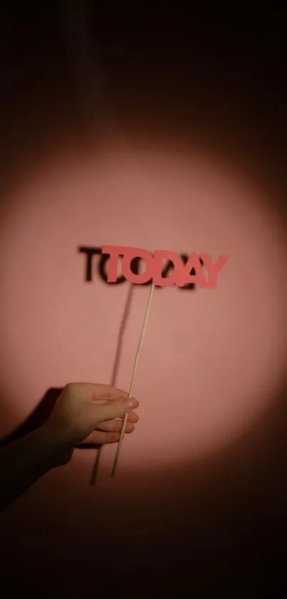 Minimalist red 'Today' sign on brown background wallpaper.