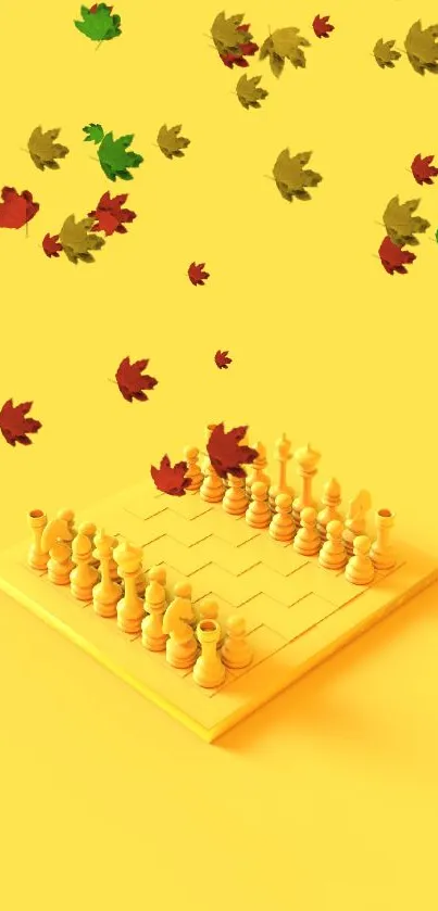 Minimalist yellow chess board on a vibrant background.