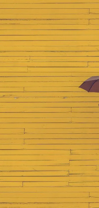 Minimalist yellow wall with umbrella accent.