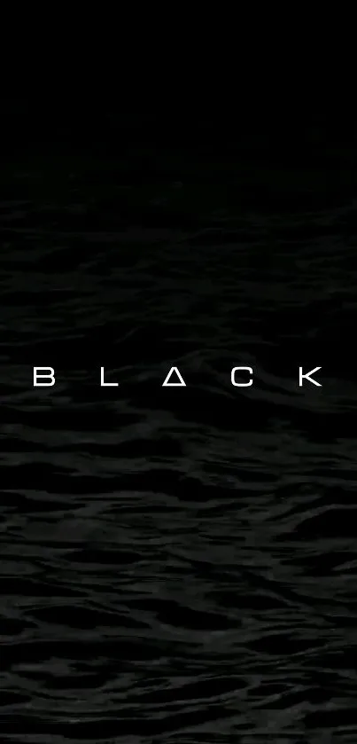 Minimalistic black wallpaper with ocean waves and text.