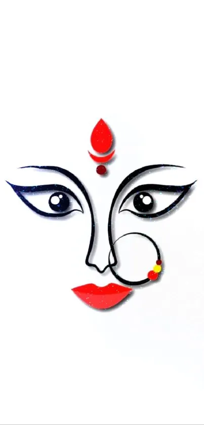 Minimalistic artistic image of a goddess face with expressive features.