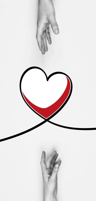 Minimalist wallpaper featuring hands and a stylized heart design.