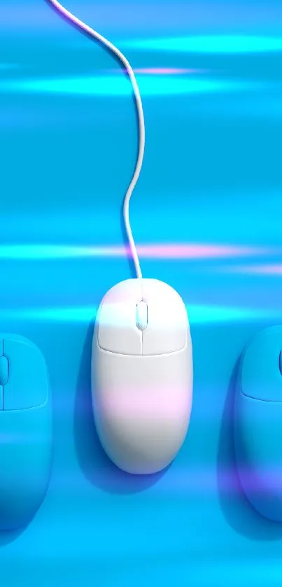 Minimalistic computer mouse wallpaper on vibrant blue background.