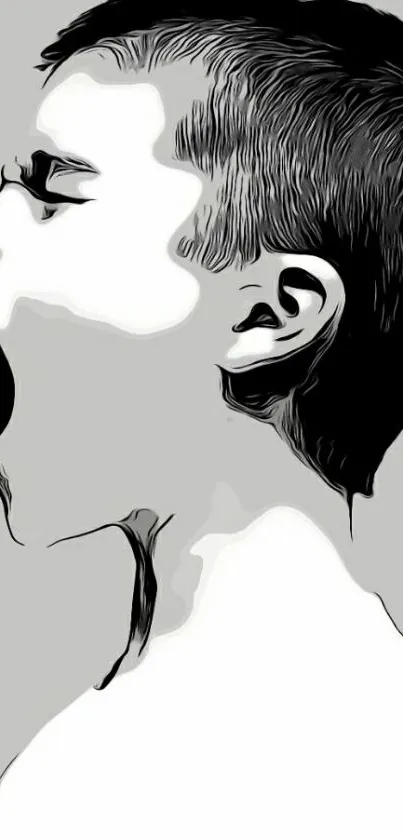Black and white minimalist illustration of a yawning face.