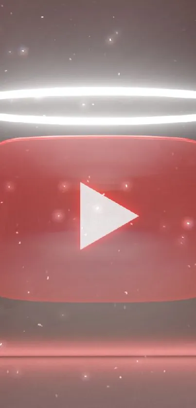 3D glowing YouTube logo with halo effect wallpaper.