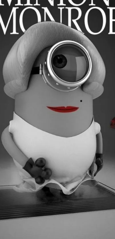 Minion in Monroe style grayscale wallpaper.