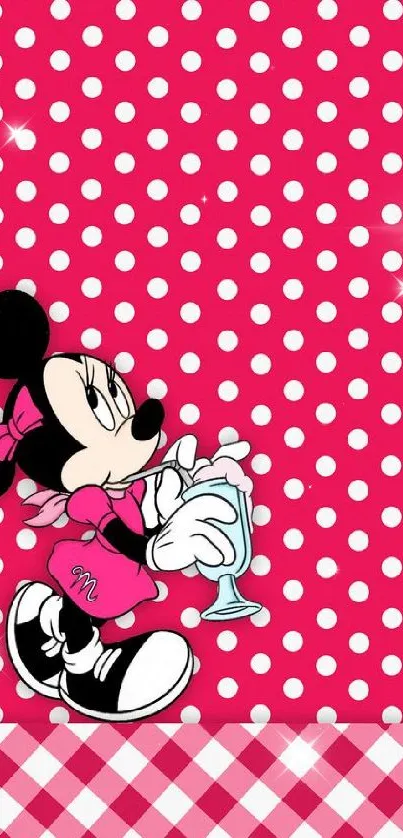 Minnie Mouse wallpaper with red polka dots.