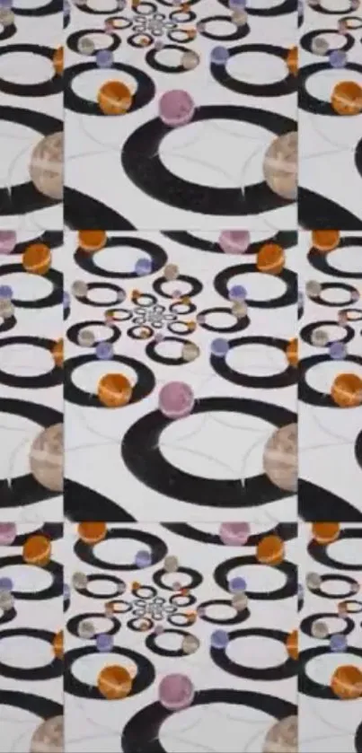 Colorful abstract circle pattern wallpaper with dynamic design.