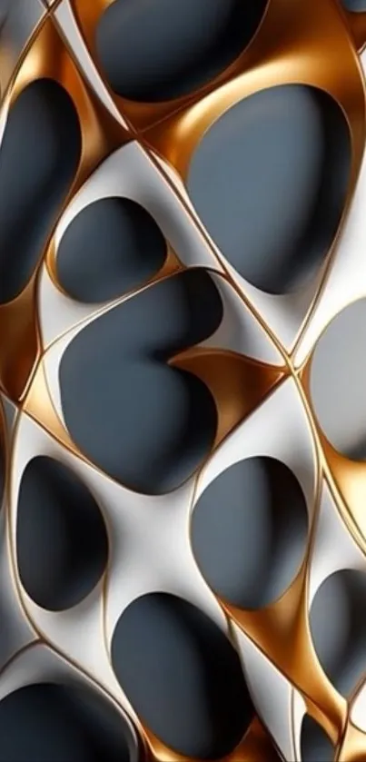 Abstract wallpaper with gold and grey patterns.