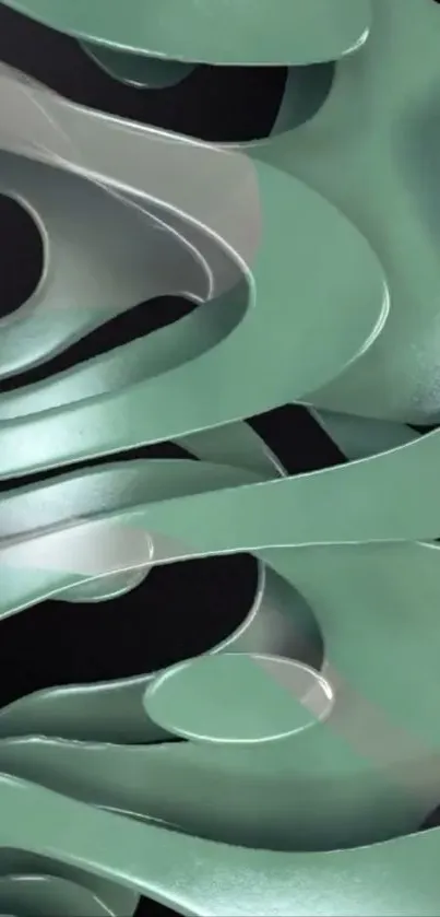 Modern abstract green waves wallpaper.