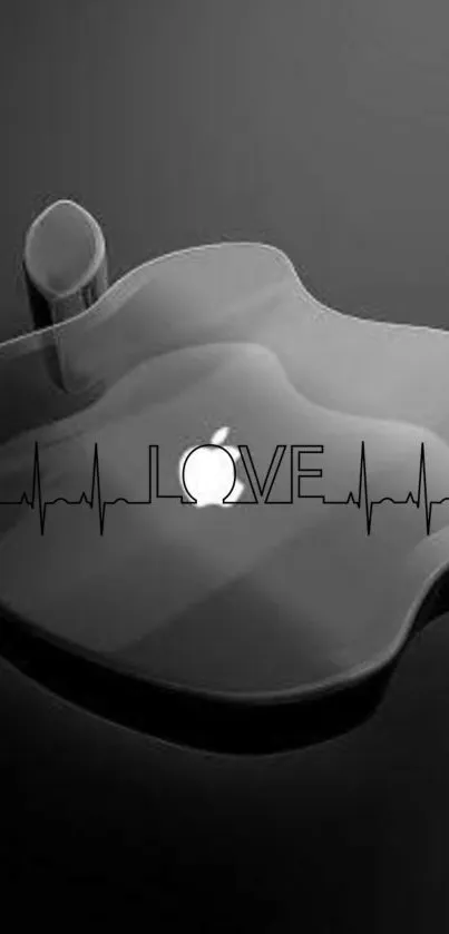 Black and grey apple love wallpaper design.