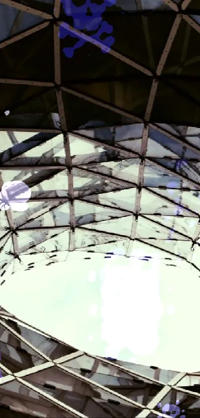 Geometric view of a modern structure in beige tones.