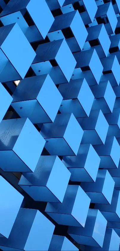 Geometric blue cubes pattern wallpaper.