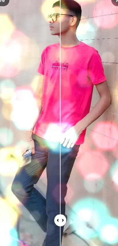 Casual fashion mobile wallpaper in vibrant colors.