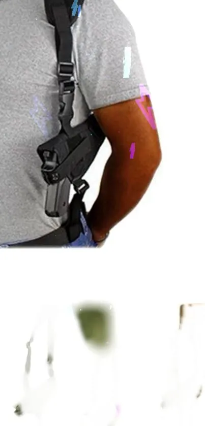 Modern concealed carry design wallpaper featuring a shoulder holster.