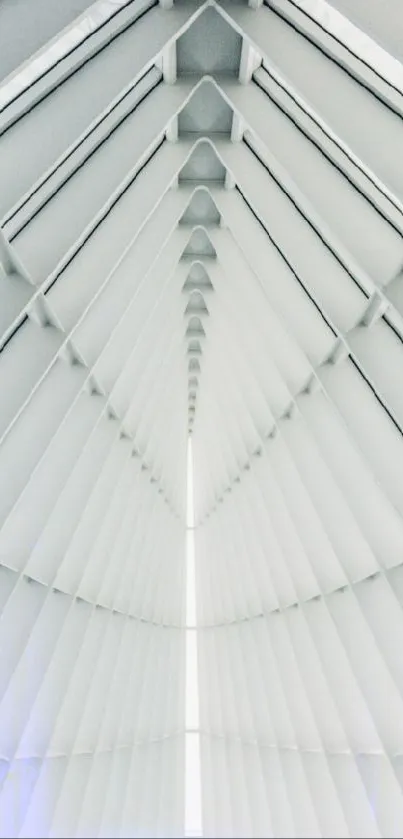 Abstract modern building interior with geometric white design.