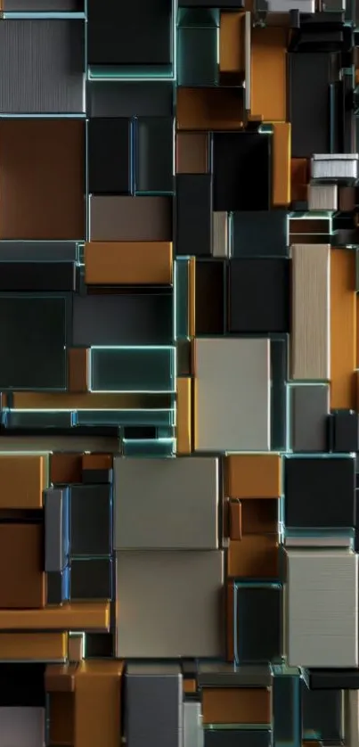 Modern geometric abstract phone wallpaper with metallic tones.