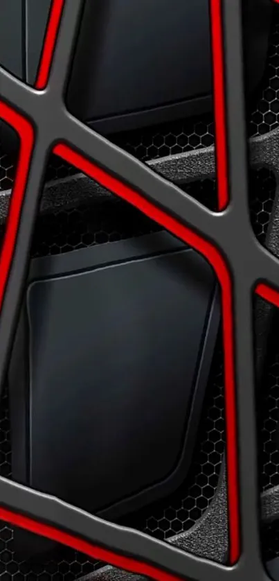 Geometric design with black and red accents