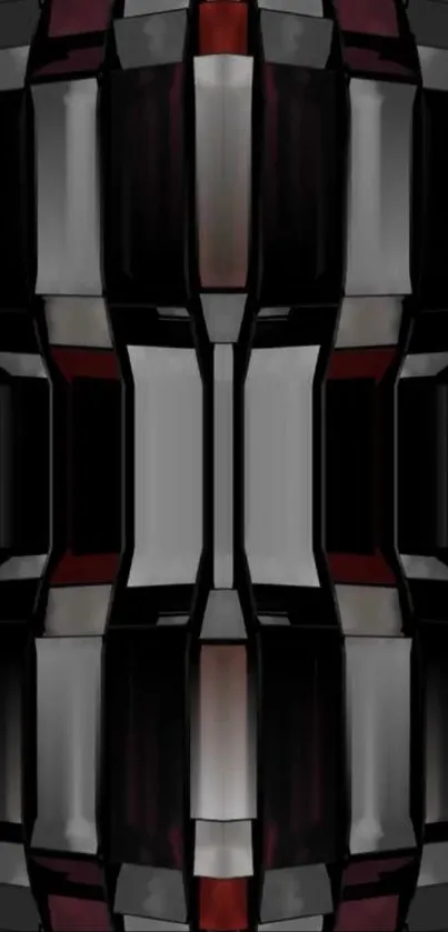 Sleek abstract geometric phone wallpaper with symmetry in dark tones.