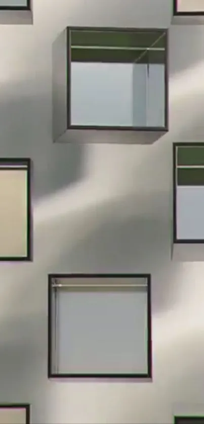 Modern geometric window design on wall.