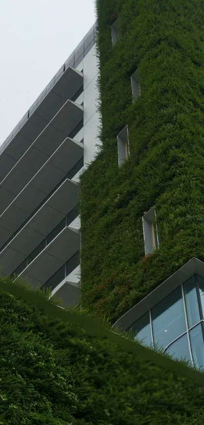 Vertical garden on a modern building facade creating a blend of nature and architecture.