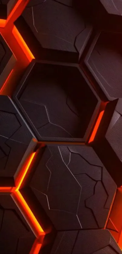 3D hexagonal pattern with red lighting wallpaper.