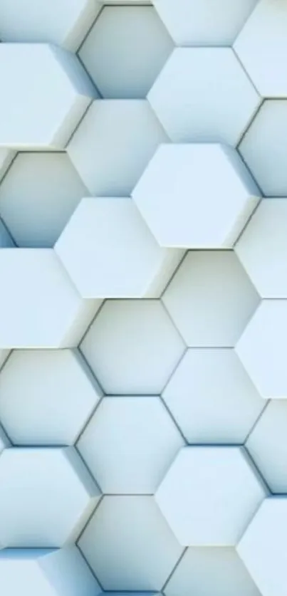 Light blue hexagonal wallpaper with 3D effect design for phones.