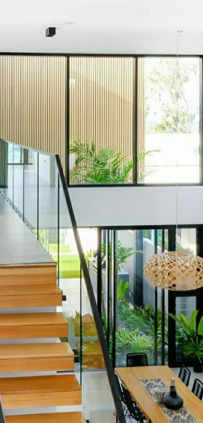 Modern interior design with open stairs and natural light.