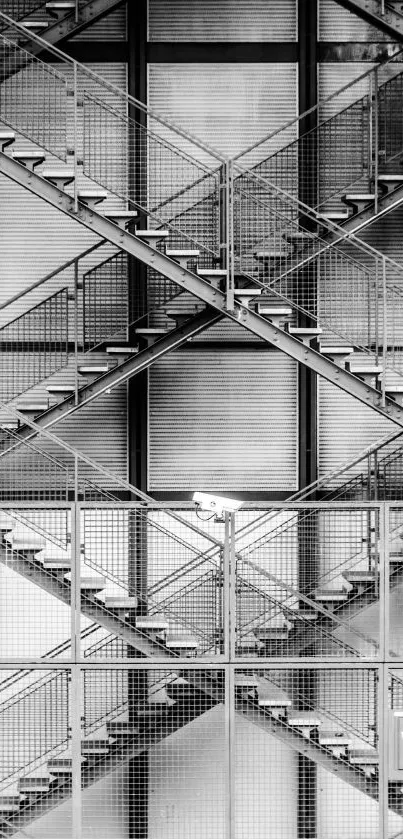 Black and white geometric staircase design with industrial style.