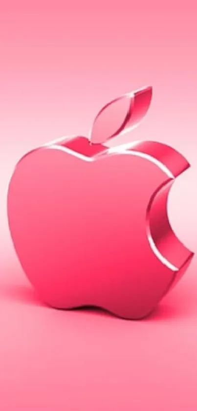 Sleek pink Apple logo on vibrant background.