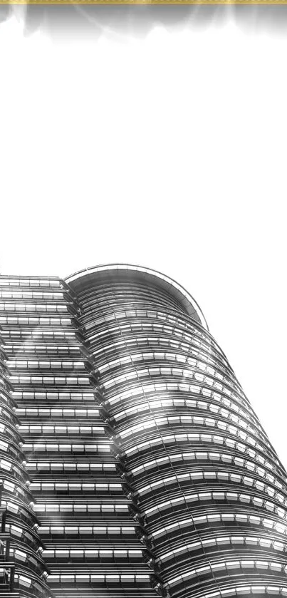 Black and white skyscraper wallpaper with modern architectural design.