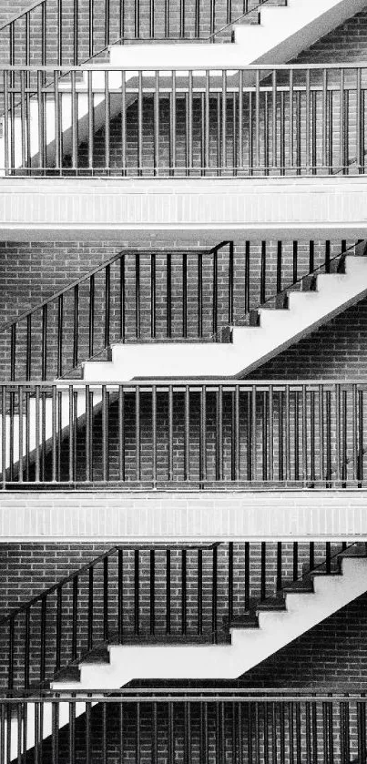 Brick and black staircase wallpaper with modern architectural design.
