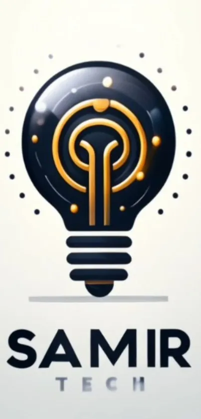 Modern black and gold lightbulb design wallpaper with tech theme.