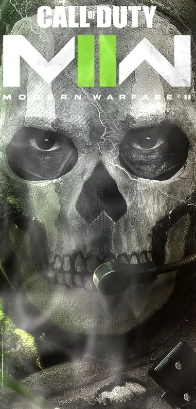 Call of Duty skull mask soldier wallpaper with green accents.