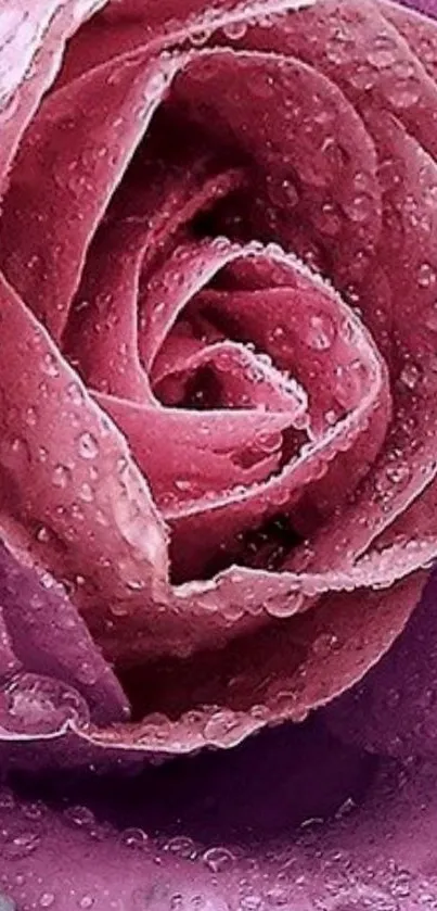 Close-up of pink rose petals with droplets, ideal mobile wallpaper.