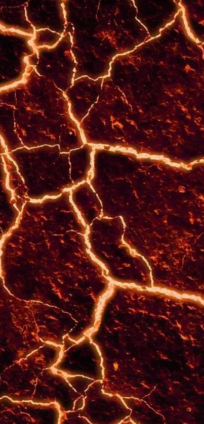 Fiery red lava cracked surface mobile wallpaper.