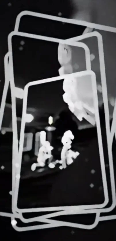 Monochrome abstract wallpaper with geometric shapes.