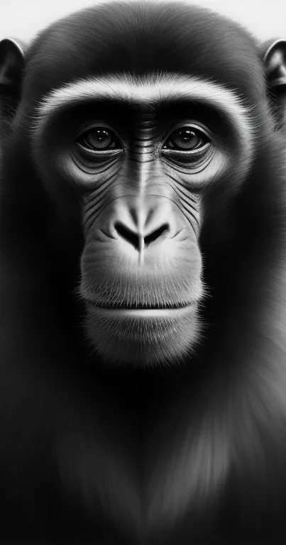 Black and white ape portrait wallpaper.