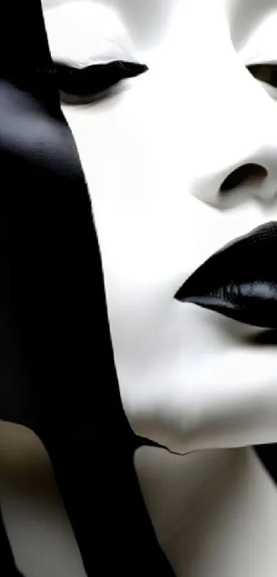 Artistic monochrome face design wallpaper.