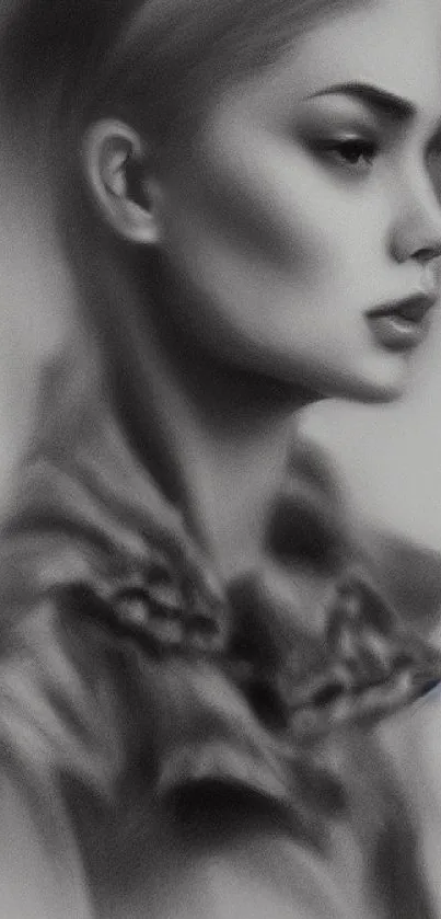 Monochrome artistic portrait wallpaper for mobile.