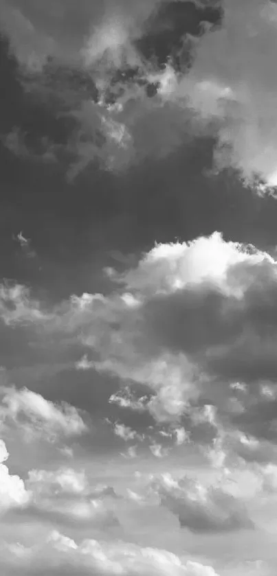 Monochrome cloudy sky with dramatic contrasts.