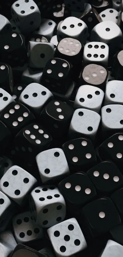 Mobile wallpaper with black and white dice design.